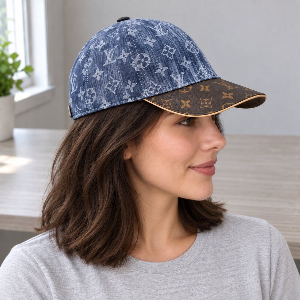 Louis Vuitton Blue Brown Monogram Cap - Picture 3 of 6